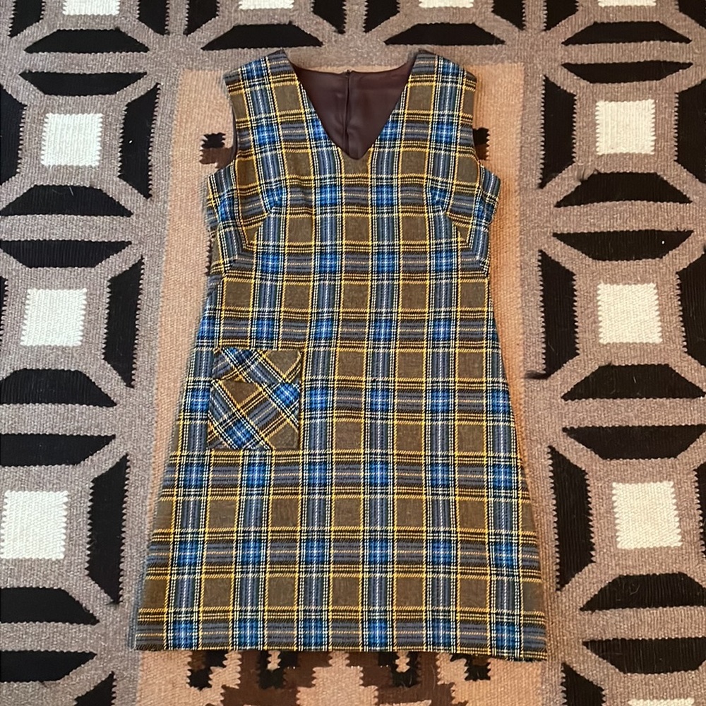 Vintage woman’s plaid back zip wool dress